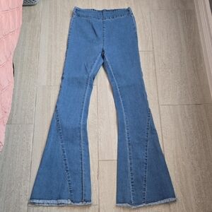 Blue Blush Wide Leg Denim Jeans